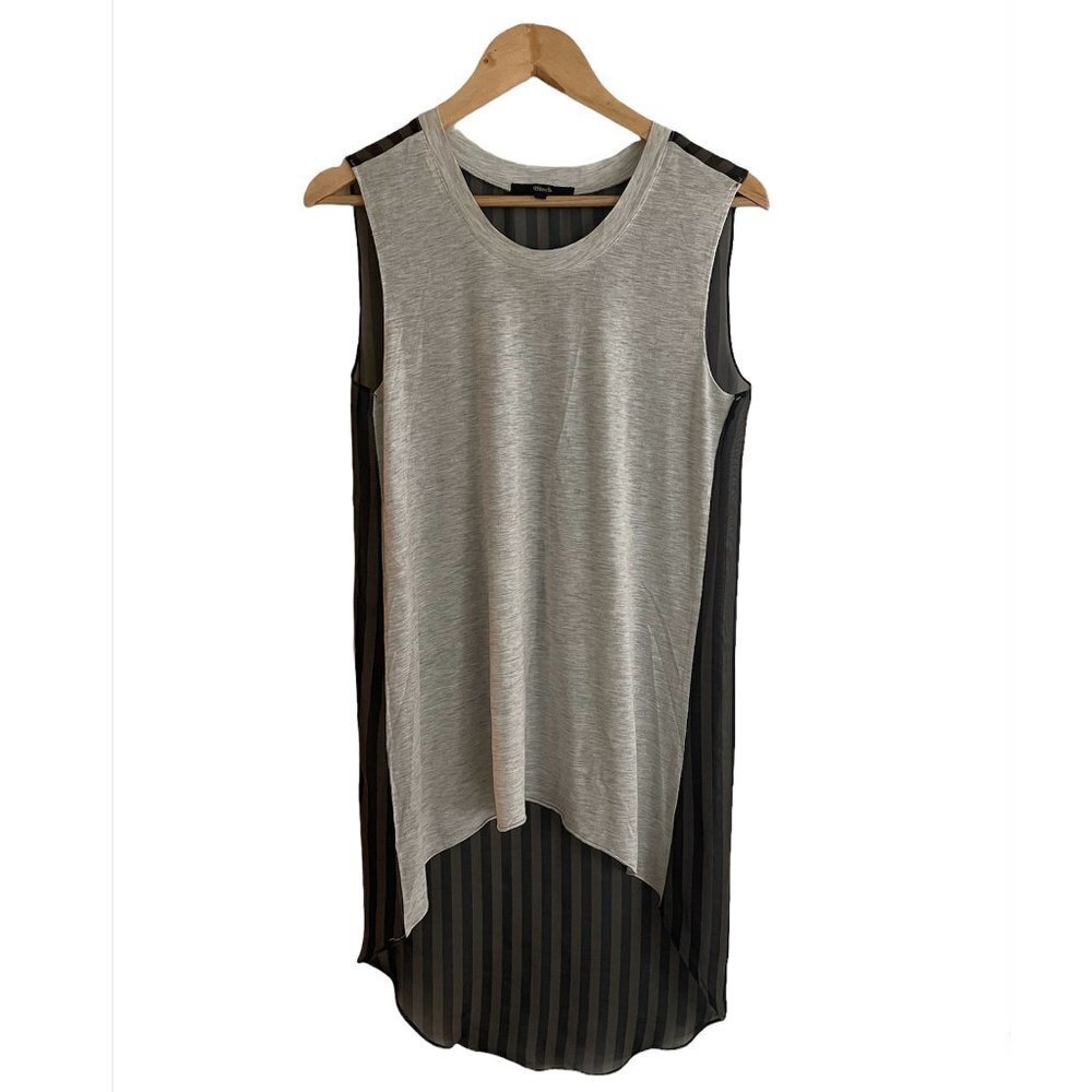 Black Luxe sleeveless chiffon layering tunic top high low M